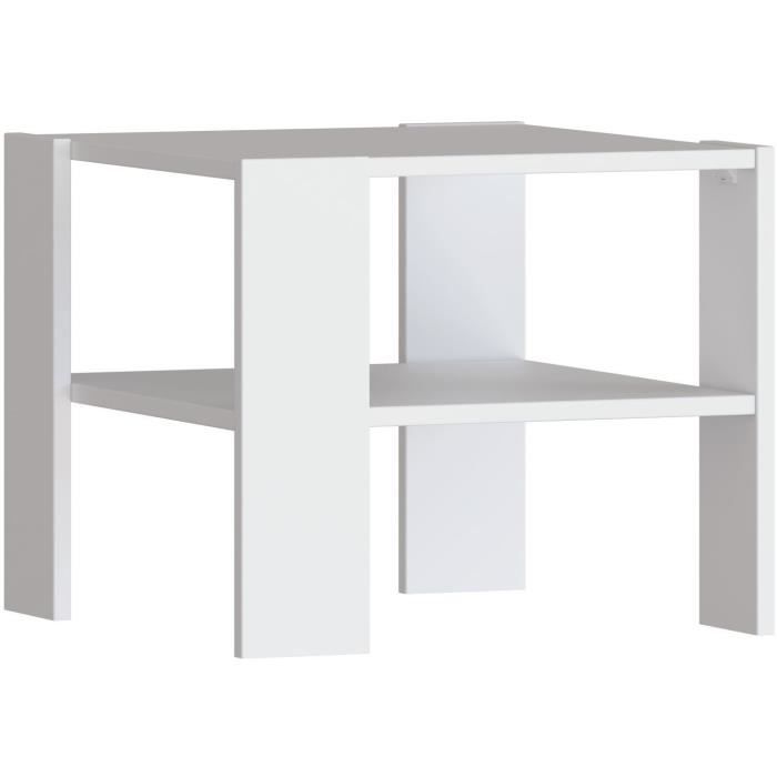 Table basse PILVI 2 Plateaux - Style contemporain - Décor Blanc - L 55 x P 55 x H 45 cm