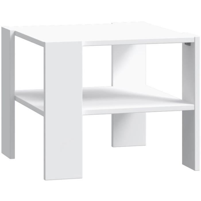 Table basse PILVI 2 Plateaux - Style contemporain - Décor Blanc - L 55 x P 55 x H 45 cm