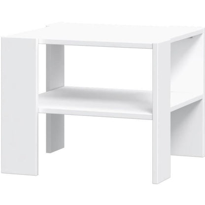 Table basse PILVI 2 Plateaux - Style contemporain - Décor Blanc - L 55 x P 55 x H 45 cm