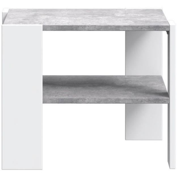 Table basse PILVI 2 Plateaux - Style contemporain - Décor Blanc et béton clair - L 55 x P 55 x H 45 cm