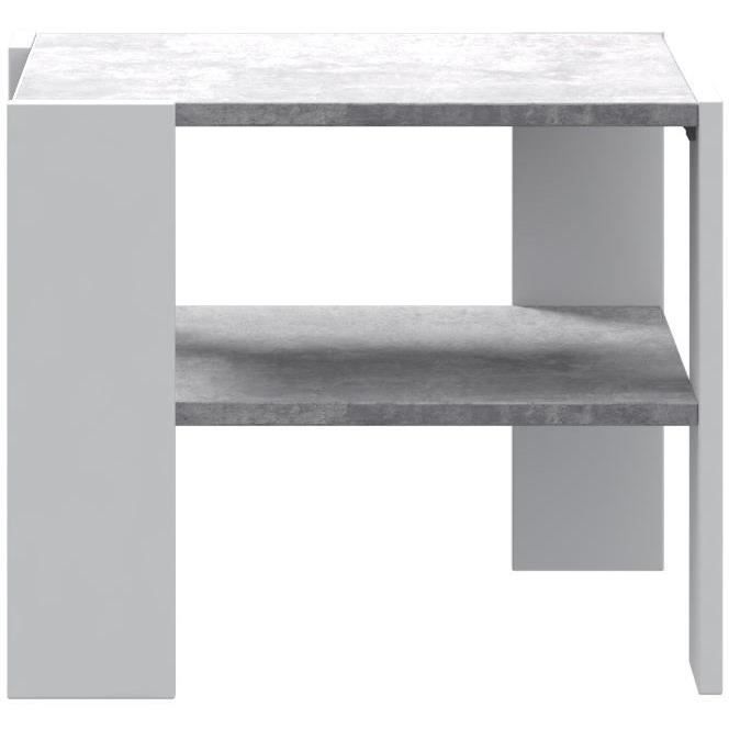 Table basse PILVI 2 Plateaux - Style contemporain - Décor Blanc et béton clair - L 55 x P 55 x H 45 cm