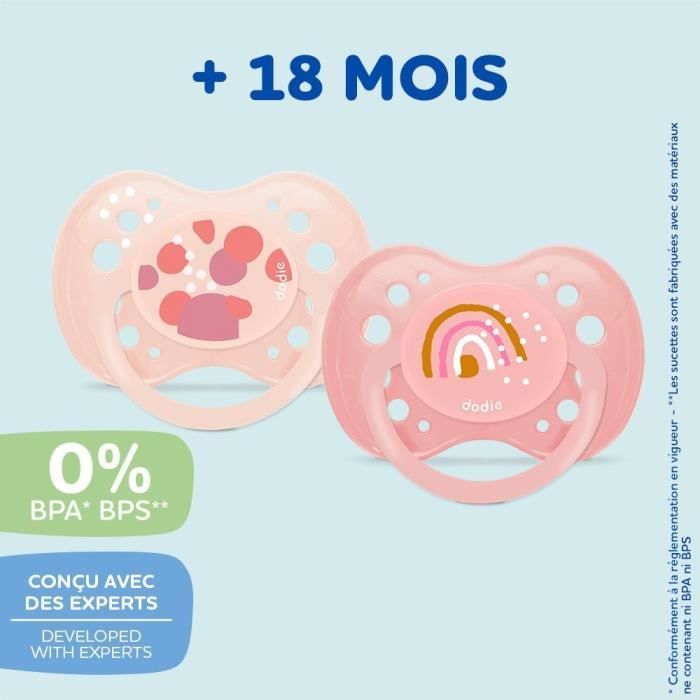 Lot de 6 sucettes - DODIE - +18 mois - Fille