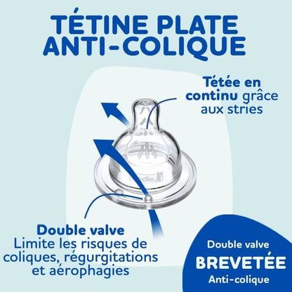 DODIE Lot de 4 biberons naissance Tétine Plate Anti-Colique (2x150mL et 2x270mL), + une sucette naissance