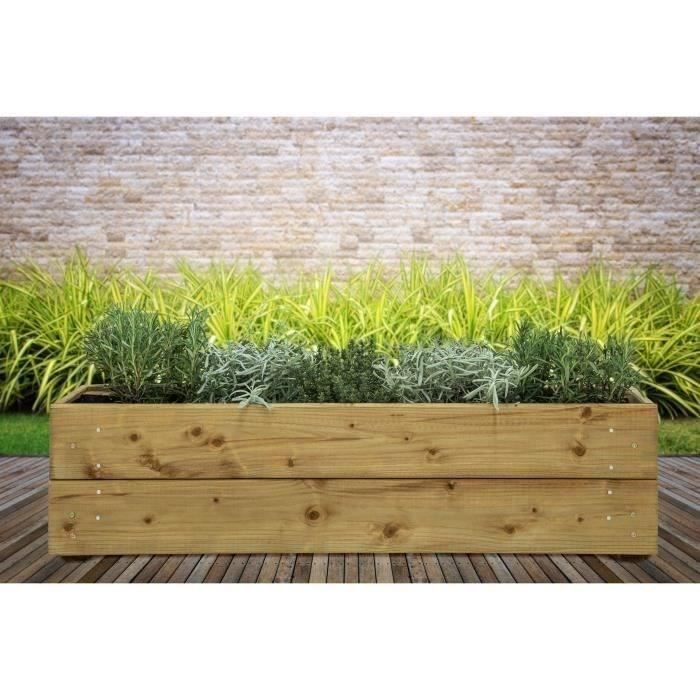 Jardinières à fleurs EKJU - 75x18xh20 cm - Traitées en autoclave brun