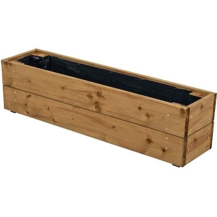 Jardinières à fleurs EKJU - 75x18xh20 cm - Traitées en autoclave brun