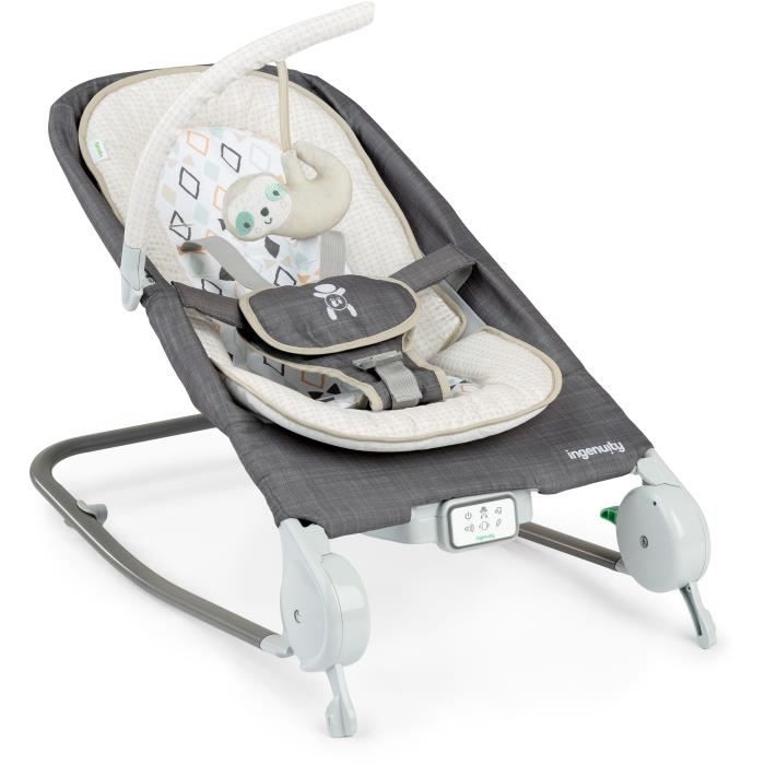 INGENUITY Transat massage ventre - Parker, Position fixe ou a bascule, Pliage ultra-compact avec sac de rangement fourni