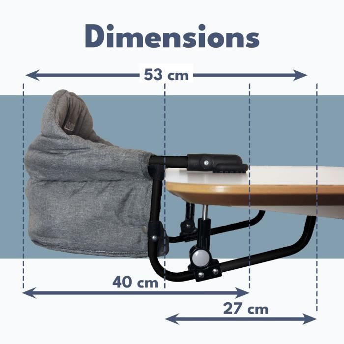 Siege de table réhausseur LOOPING - Dossier Confort - Déhoussable et Lavable Machine - Fixation Multi-points