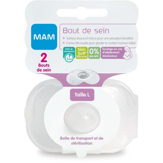 MAM Bout de sein Taille L - Silicone - Bte stérilisation X2