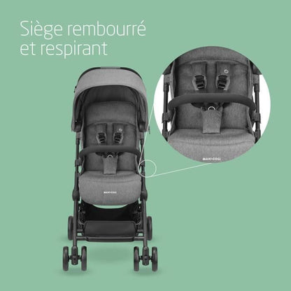 MAXI-COSI Poussette canne ultra compacte Lara 2, de la naissance a 4 ans, jusqu'a 22kg, pliage facile, Select Grey