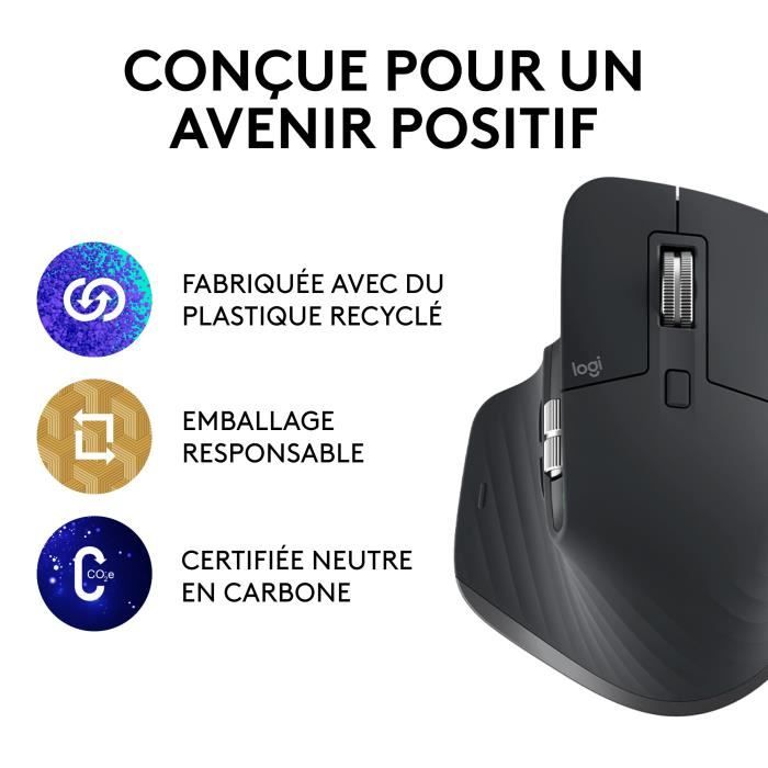 Souris ergonomique - Sans Fil - Logitech - MX Master 3S - Graphite