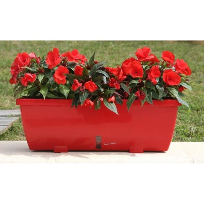 Bac à fleurs RIVIERA EVA - Lot 2 jardinières - Plastique - 57 cm - Rouge