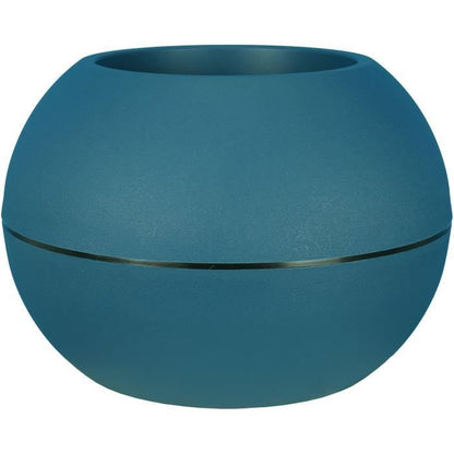 Bac à fleurs rond RIVIERA GRANIT BOULE - Plastique - Diamètre 40 cm - Bleu