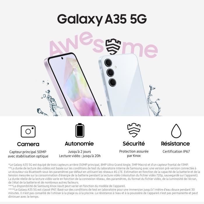 SAMSUNG Galaxy A35 5G Smartphone 128Go Lilas