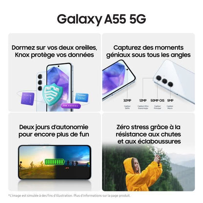 SAMSUNG Galaxy A55 5G Smartphone 128Go Bleu nuit