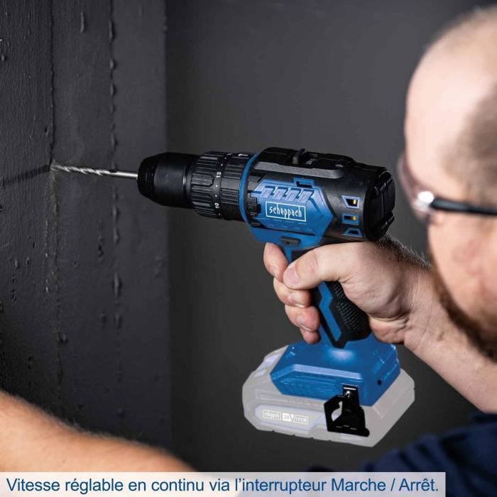 Perceuse-visseuse a percussion brushless - SCHEPPACH - 20V IXES - Couple 60 Nm - Mandrin 13mm - sans batterie ni chargeur