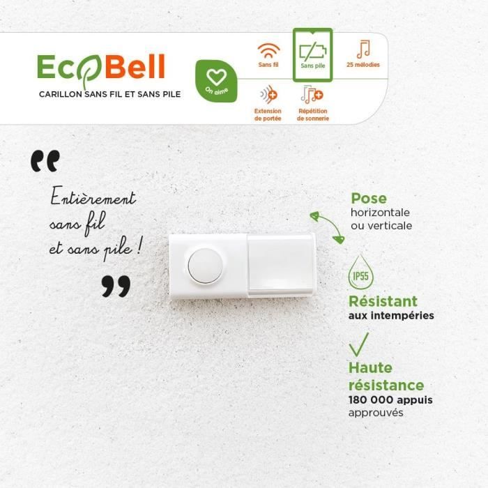 Carillon enfichable sans fil sans pile - EcoBell 100 Plug - SCS SENTINEL