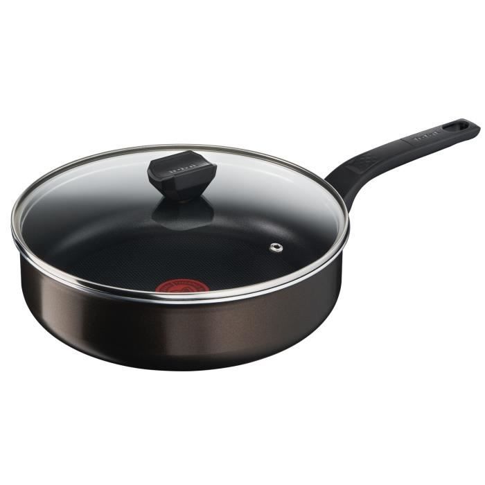 TEFAL Easy Cook & Clean Sauteuse 24 cm + couvercle en verre, Non induction, Revêtement antiadhésif B5543202