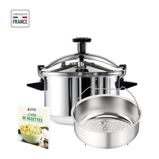 SEB Authentique Cocotte-minute inox, Autocuiseur 10 L, Induction, Sécurité 5 points, P0531600