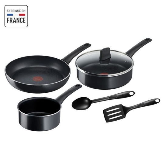 TEFAL Generous Cook Batterie de cuisine 6 p, Casserole, Poêle, Sauteuse + couv, Induction, Antiadhésif, Fabriqué en France C2789602