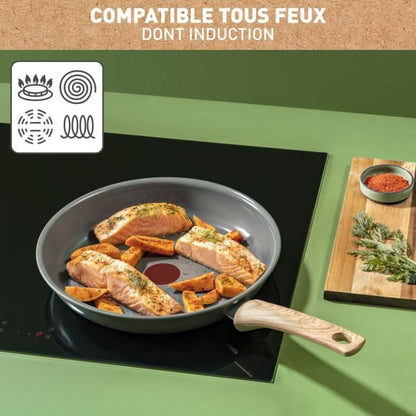 TEFAL Renew Poêle 24 cm, Induction, Revêtement antiadhésif céramique, Eco-conçue, Fabriqué en France C4250413