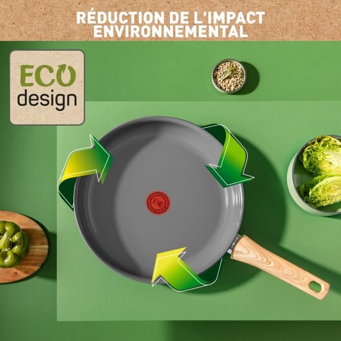 TEFAL Renew Poêle 24 cm, Induction, Revêtement antiadhésif céramique, Eco-conçue, Fabriqué en France C4250413