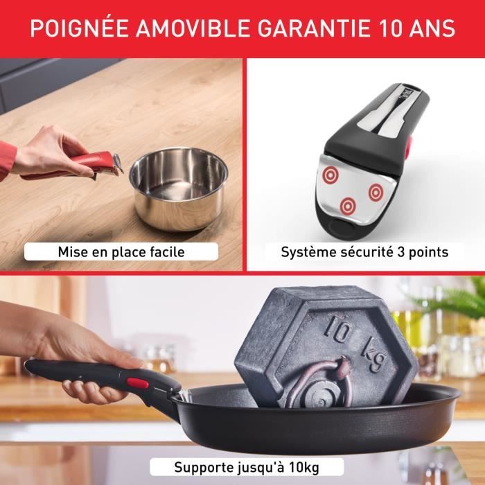 TEFAL INGENIO Easy Cook & Clean Lot 4 pièces, Poêle, Casserole, Non induction, Revêtement antiadhésif, Fabriqué en France L1539302