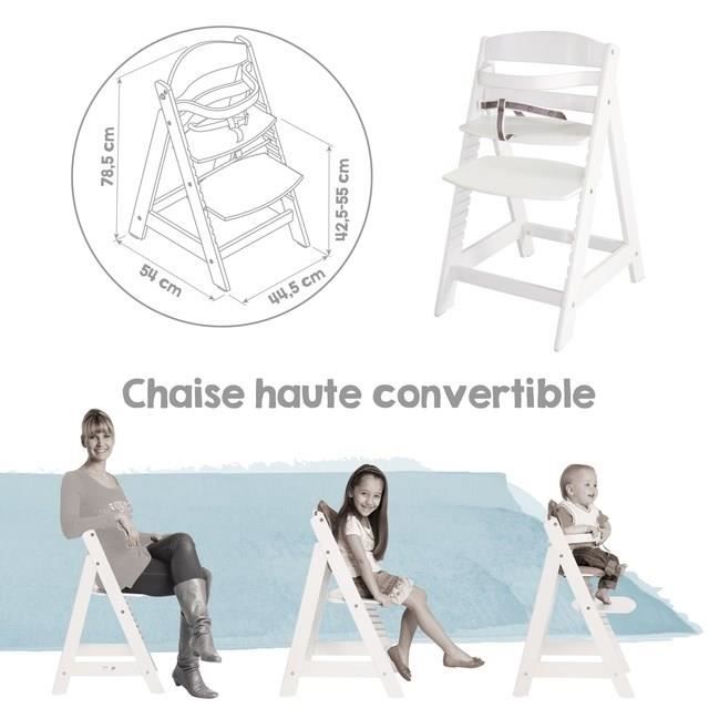 Chaise Haute Évolutive Sit Up III en Bois - ROBA - Réglable en Hauteur - Blanc