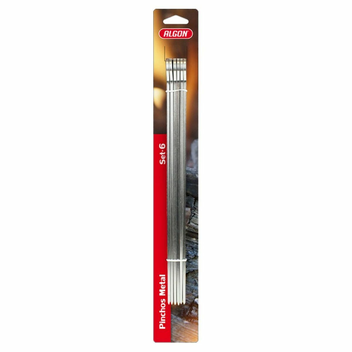 Ensemble de brochettes pour barbecue Algon Métal 6 Pièces (24 Unités) (33 cm x 4 mm)