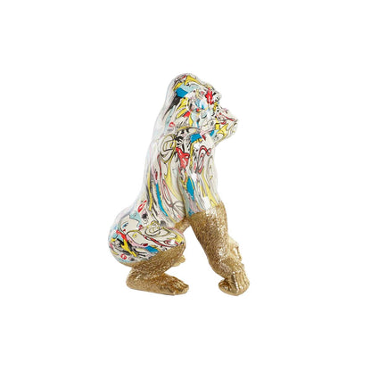 Figurine Décorative DKD Home Decor 28,5 x 26,5 x 41 cm Doré Multicouleur Gorille