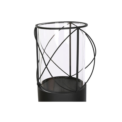 Ensemble de bougeoirs Home ESPRIT Noir Métal Verre 27 x 27 x 125 cm (2 Unités)