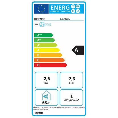 Climatiseur Portable Hisense APC09NJ A Blanc Noir/Blanc 2600 W