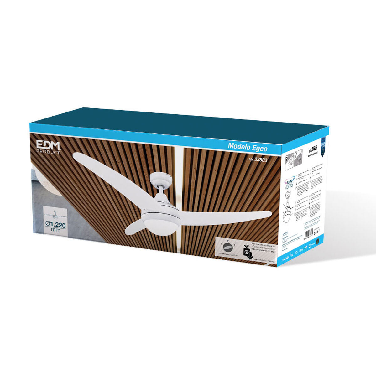 Ventilateur de Plafond avec Lumière EDM 33803 Egeo Blanc 60 W