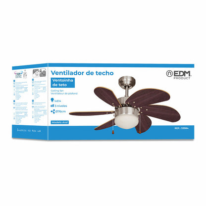 Ventilateur de Plafond avec Lumière EDM 33984 Aral Wengue nickel 50 W