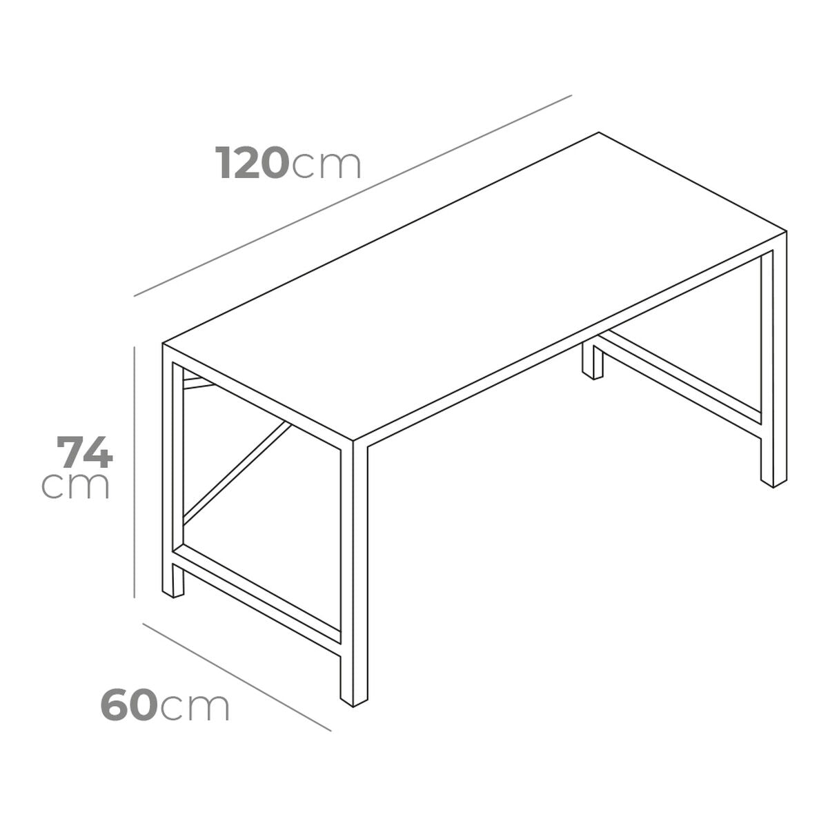 Bureau EDM 75195 Noir Bois Métal 120 x 60 x 74 cm