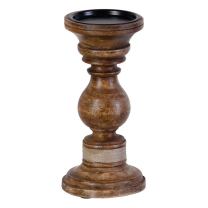 Bougeoirs Marron Fer Bois de manguier 14 x 14 x 38 cm (3 Unités)