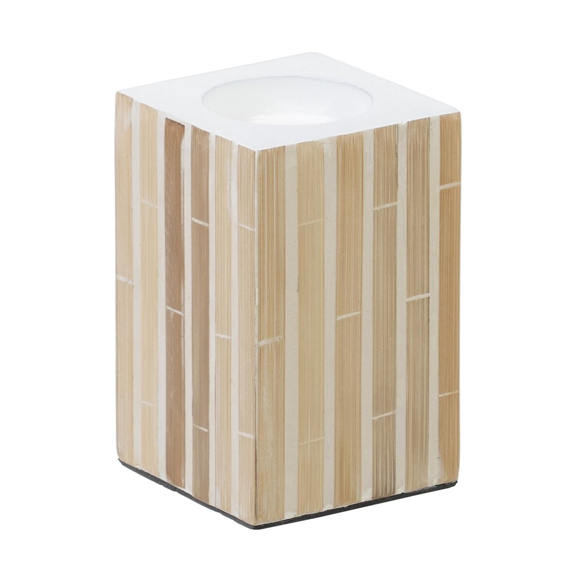 Bougeoir Beige Bambou Bois MDF 10,5 x 10,5 x 16 cm