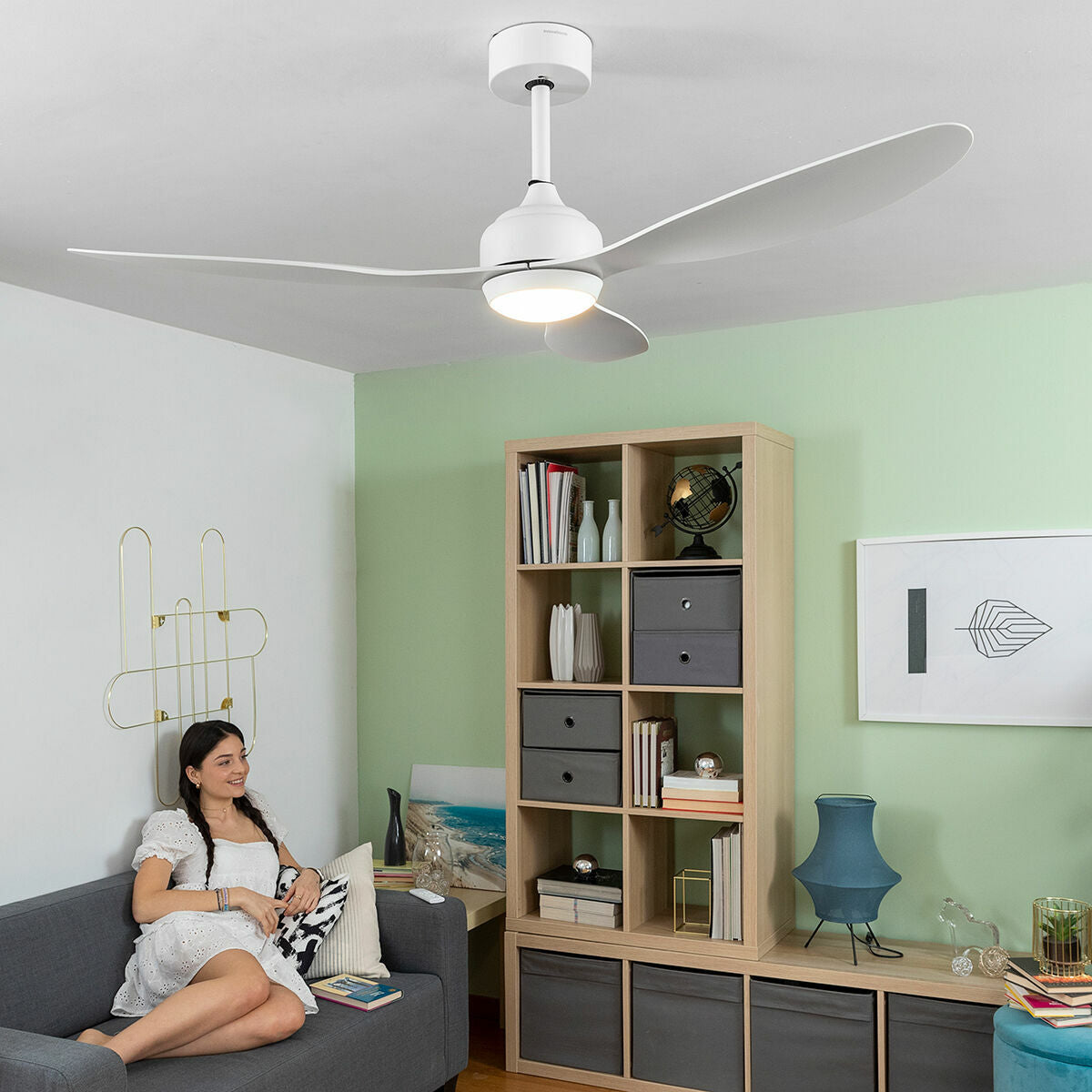 Ventilateur de Plafond avec Lumière LED  InnovaGoods Blanc 36 W