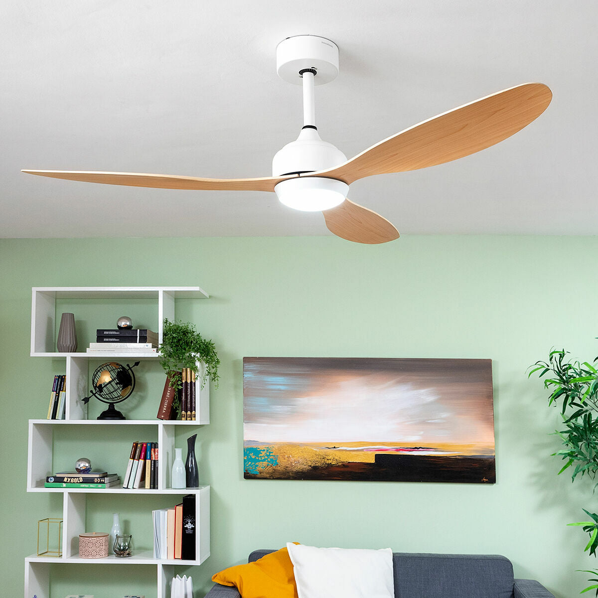 Ventilateur de Plafond avec Lumière LED InnovaGoods Bois 36 W 52"