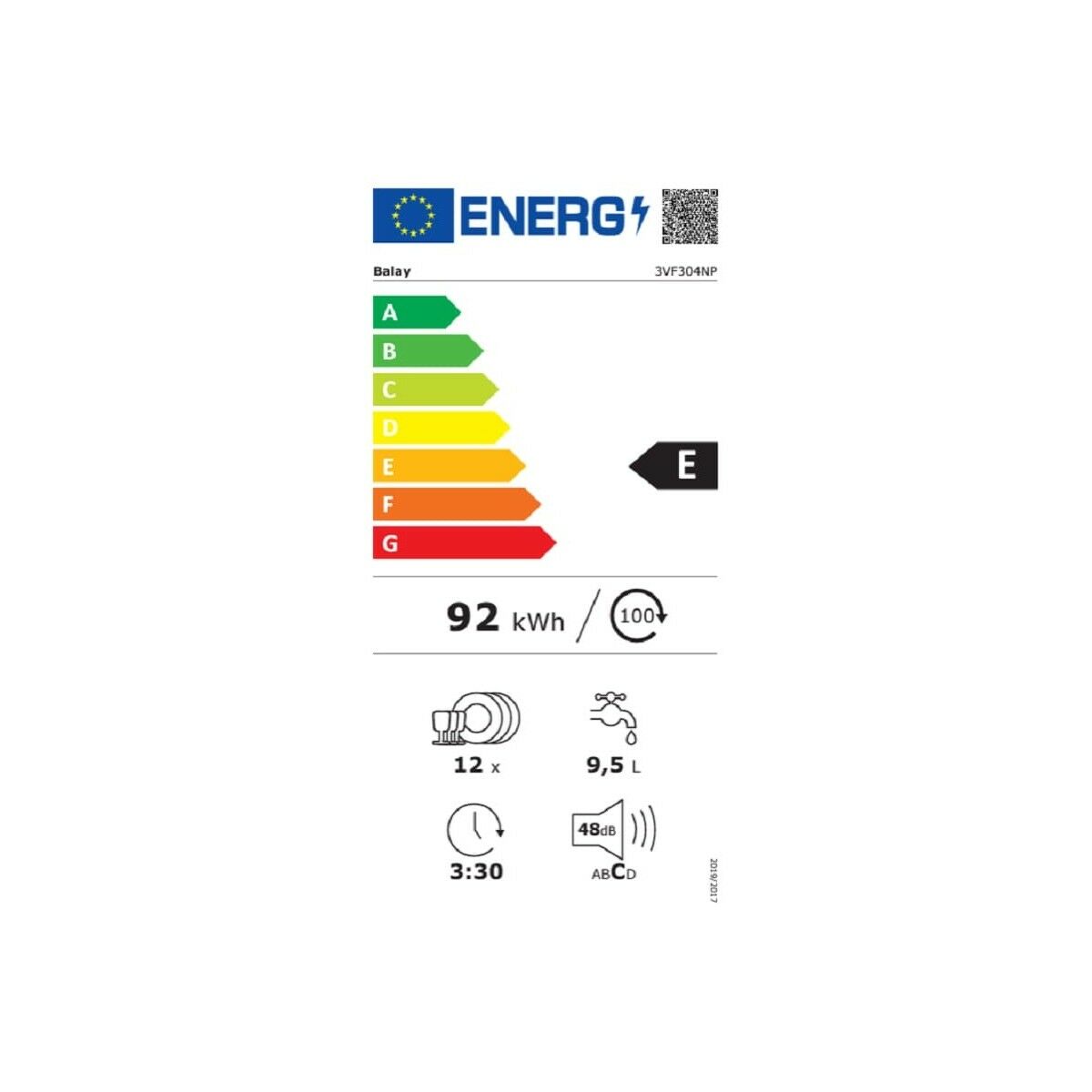 Lave-vaisselle Balay 3VF304NP Intégrable Blanc