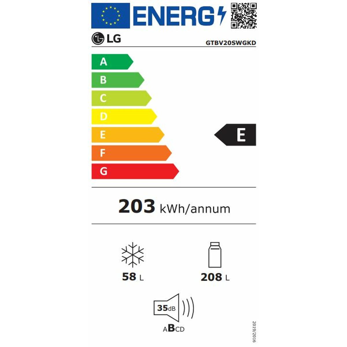 Réfrigérateur Combiné LG GTBV20SWGKD