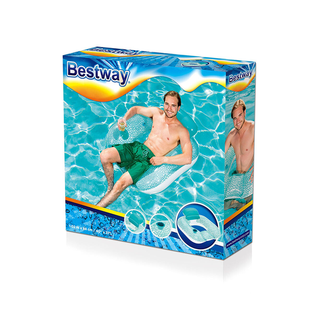 Bestway Fauteuil Gonflable avec Oreiller 102x94 cm Plage et Piscine 43097