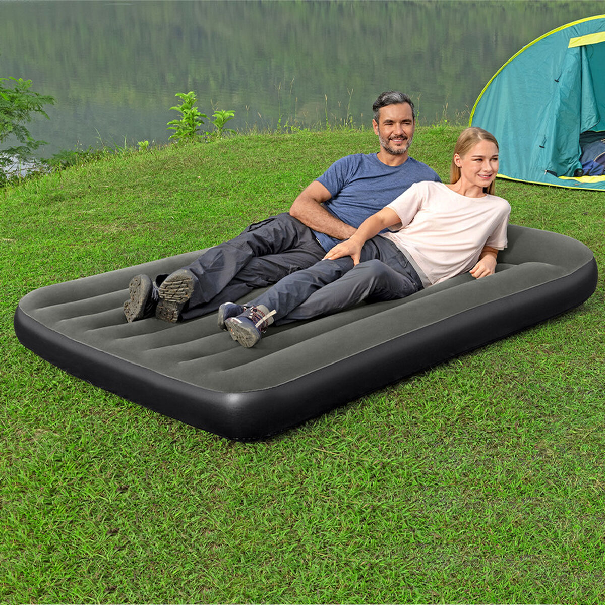 Bestway Matelas gonflable individuel 191x137x30 cm pour camping 67681