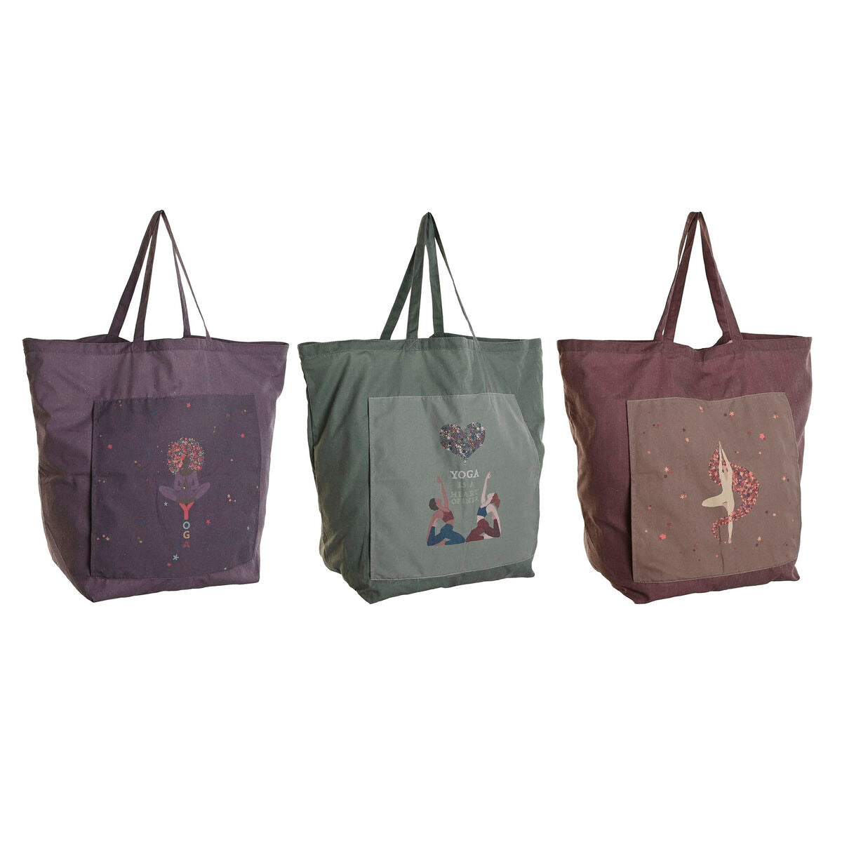 Sac en toile DKD Home Decor Marron Vert Bordeaux Toile 68 x 30 x 55 cm (3 Unités)