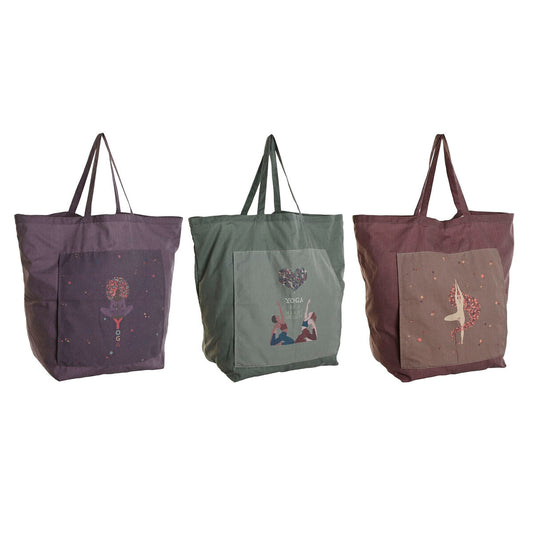 Sac en toile DKD Home Decor Marron Vert Bordeaux Toile 68 x 30 x 55 cm (3 Unités)