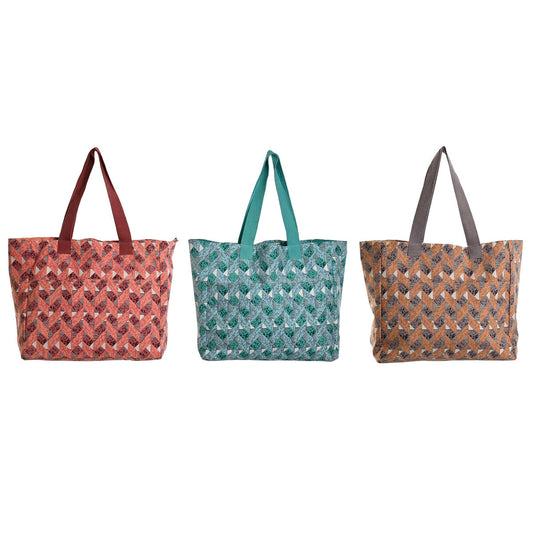 Sac à main Femme Home ESPRIT Marron Turquoise Corail 55 x 14 x 35 cm (3 Unités)