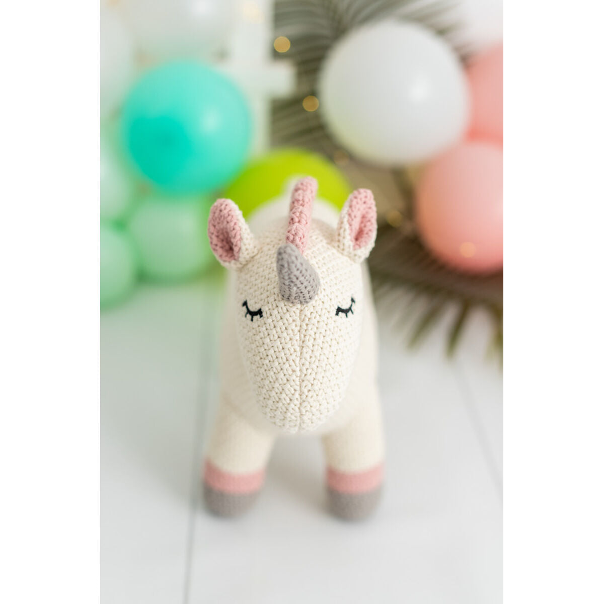 Jouet Peluche Crochetts AMIGURUMIS MINI Blanc Gris Licorne 46 x 36 x 16 cm