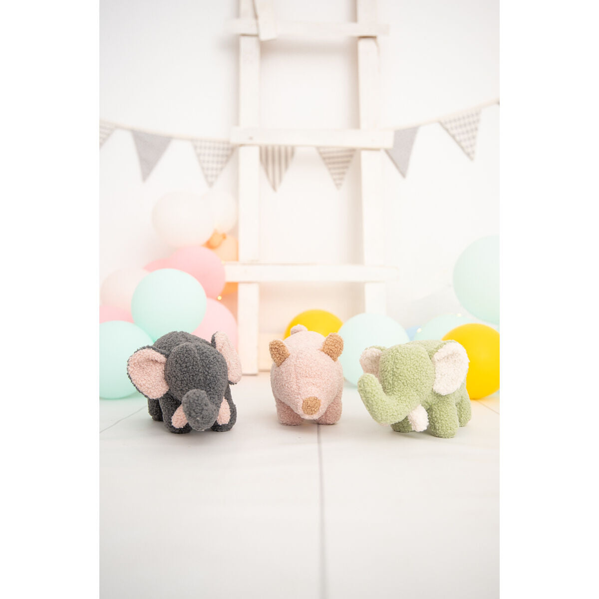 Jouet Peluche Crochetts Bebe Vert Gris Eléphant Cochon 30 x 13 x 8 cm 3 Pièces