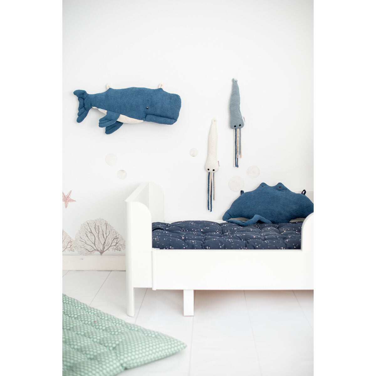 Jouet Peluche Crochetts OCÉANO Bleu Pieuvre Baleine Raie manta 29 x 84 x 29 cm 4 Pièces