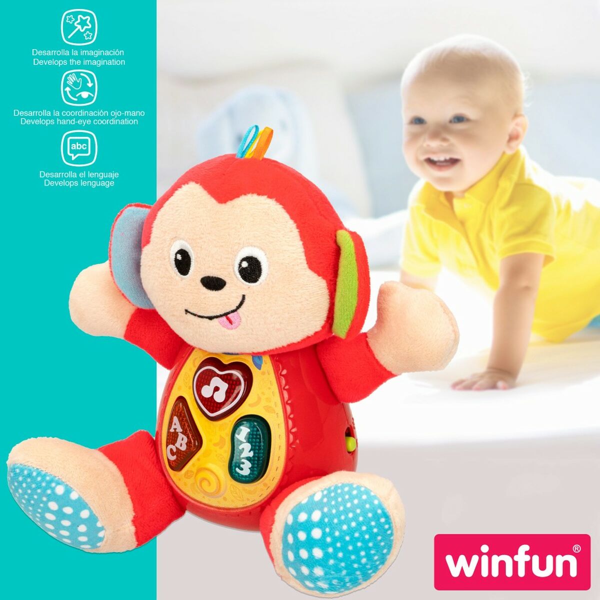 Peluche sonore Winfun Singe 18 x 20,5 x 12,5 cm (6 Unités)