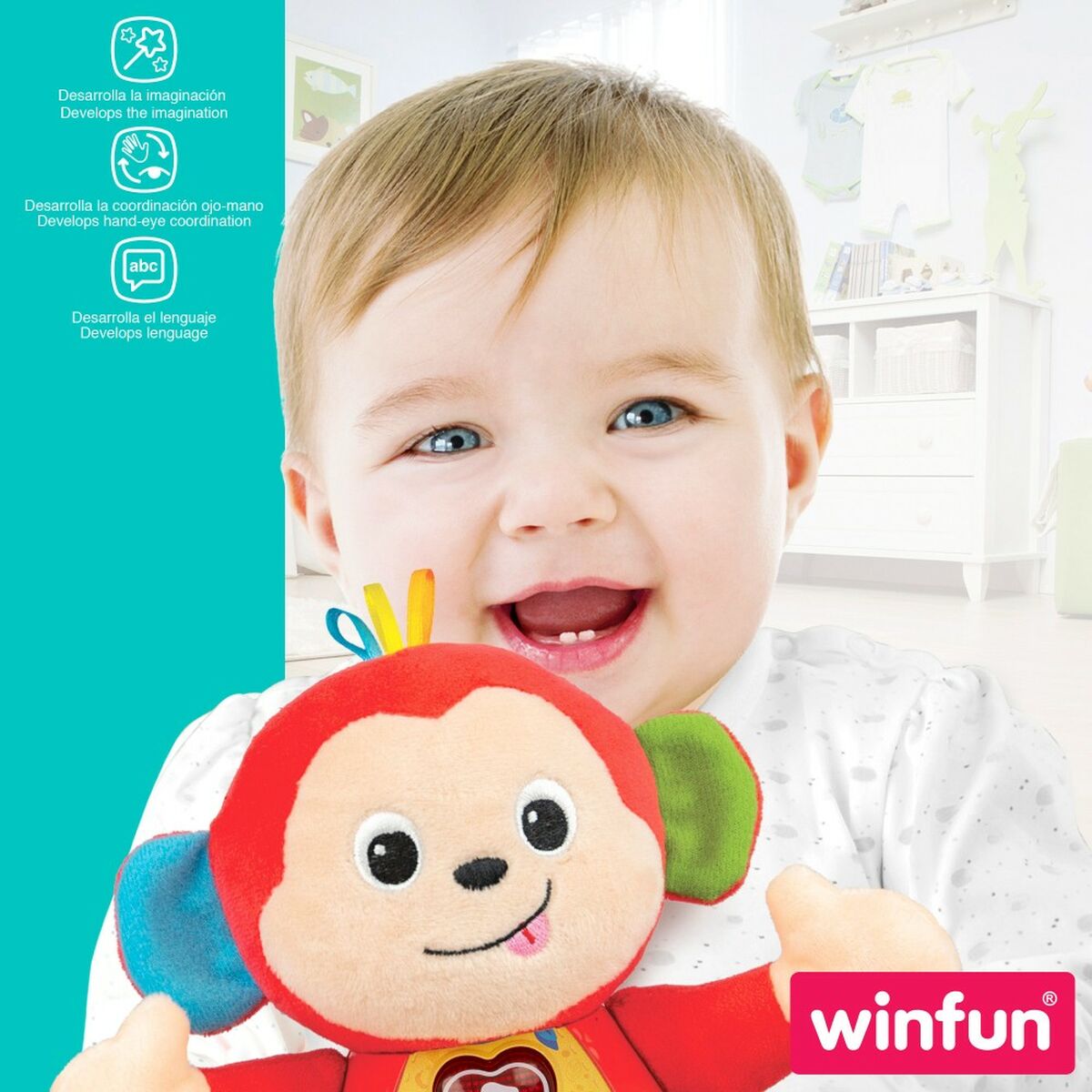 Peluche sonore Winfun Singe 18 x 20,5 x 12,5 cm (6 Unités)